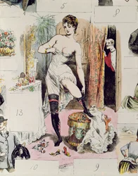 Het Korset, illustratie uit La Vie Parisienne, c.1875 (kleurgravure)